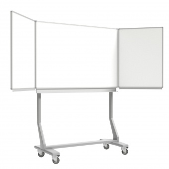 Klapp-Tafel fahrbar, Mittelfläche 150x100 cm, Flügel 75x100 cm, Stahlemaille weiß, Klapp-Tafel fahrbar, Mittelfläche 150x100 cm, Flügel 75x100 cm, Stahlemaille weiß,